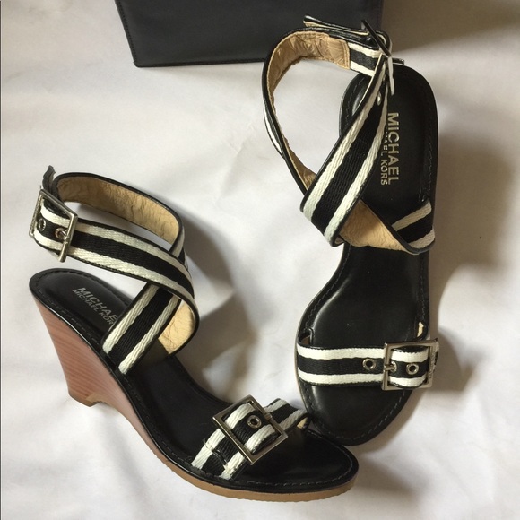 Michael Kors Shoes - Michael Kors Sandal - Black & White Canvas Straps
